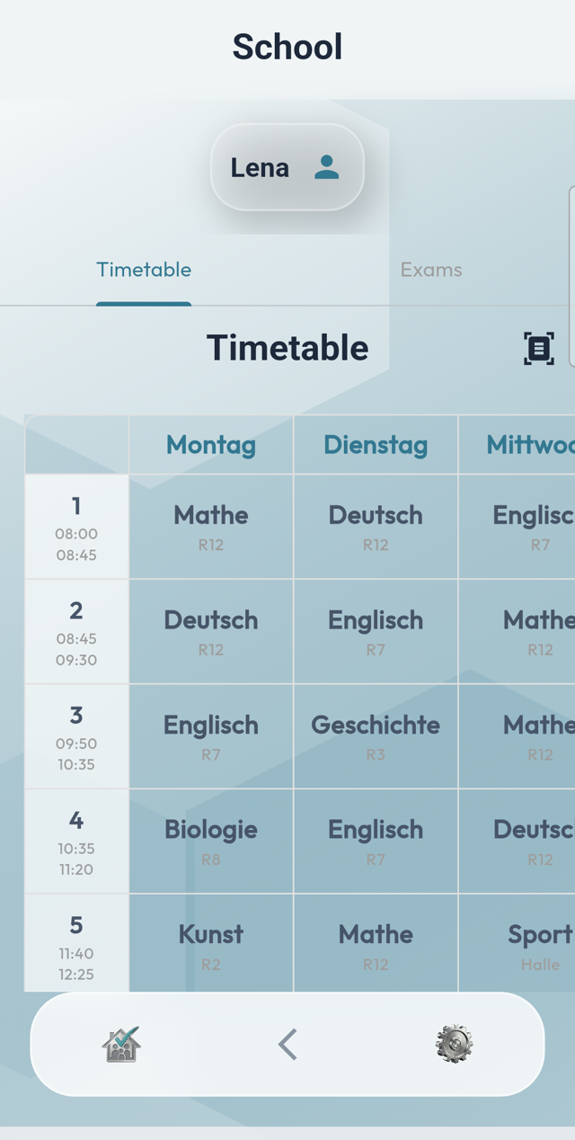 School and timetable in Fam2Do