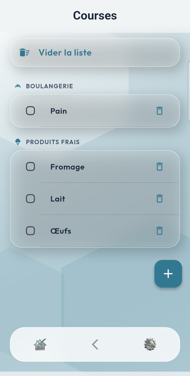 Liste de courses partagée dans Fam2Do