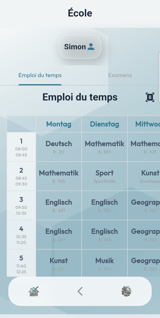 École et emploi du temps dans Fam2Do